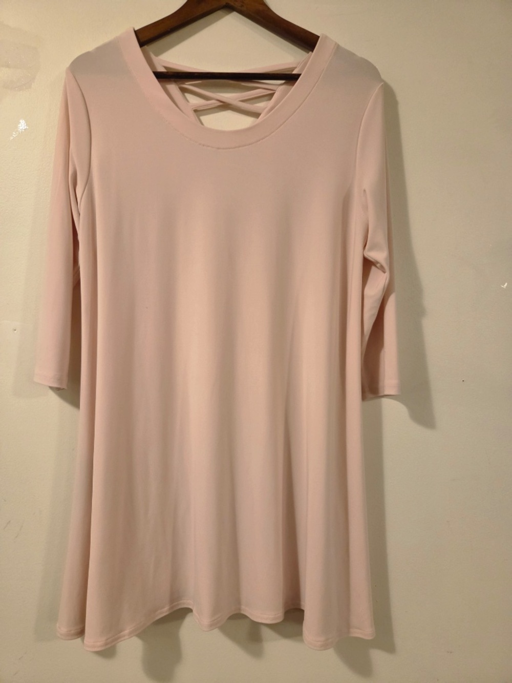 Simpli tunic/mini dress 12 pink A line 3/4 sleeve stretch soft scoop neck Aline - Picture 2 of 7